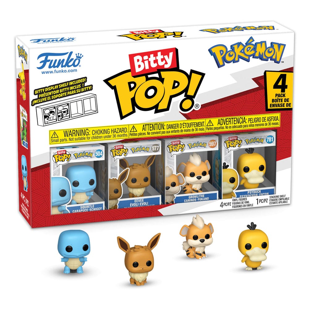 Funko 81135 - Bitty POP - Pokémon - Serie 4 - 4er Pack Schiggy, Evoli, Fukano, Enton