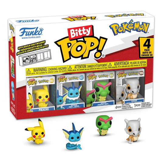 Funko 81132 - Bitty POP - Pokémon - Serie 1 - 4er Pack Pikachu, Aquana, Raupy, Tragosso