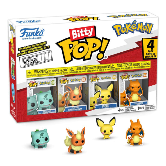 Funko 81134 - Bitty POP - Pokémon - Serie 3 - 4er Pack Bisasam, Flamara, Pichu, Glurak